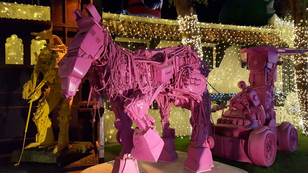 Giant found art horse at Robolights